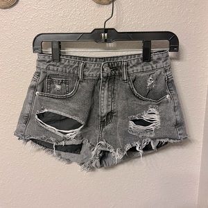 black ripped jean shorts